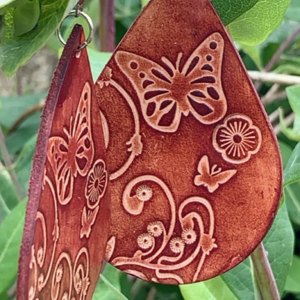 Genuine leather handmade butterfly earrings 🦋